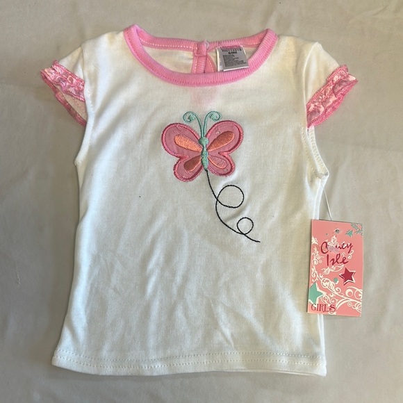 Coney Isle Other - NWT - White and Pink Butterfly Short Sleeve Tee